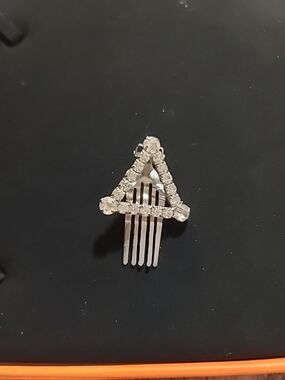 VTG early 20th century Rhinestone Triangle Hair Comb - Silver Crystal Accent